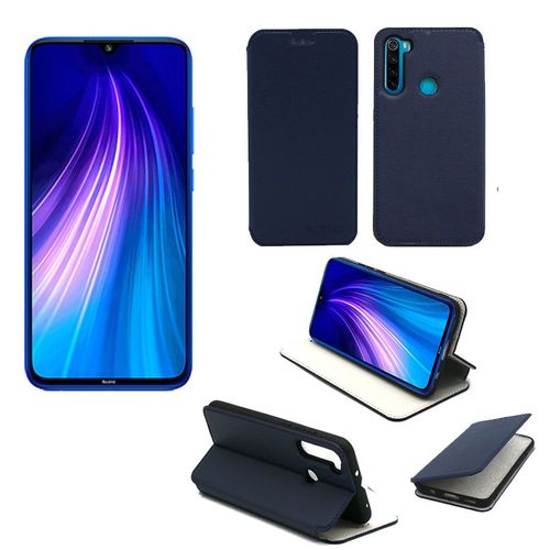 Housse Xiaomi Redmi Note 8t Bleue Avec Fonction Stand - Etui Coque Bleu Xiaomi Redmi Note 8t Protection Antichoc À Rabat Smartphone 2019 - Accessoires Pochette Case Xeptio