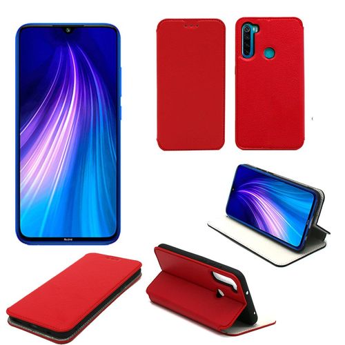 Housse Xiaomi Redmi Note 8t Rouge Avec Fonction Stand - Etui Coque Xiaomi Redmi Note 8t Protection Antichoc À Rabat Smartphone 2019 - Accessoires Pochette Case Xeptio