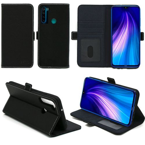 Xiaomi Redmi Note 8t Etui Noir Protection Portefeuille À Rabat Avec Porte Cartes - Housse Redmi Note 8t Noire Folio Coque Silicone Antichoc Smartphone 2019 - Accessoires Pochette Case