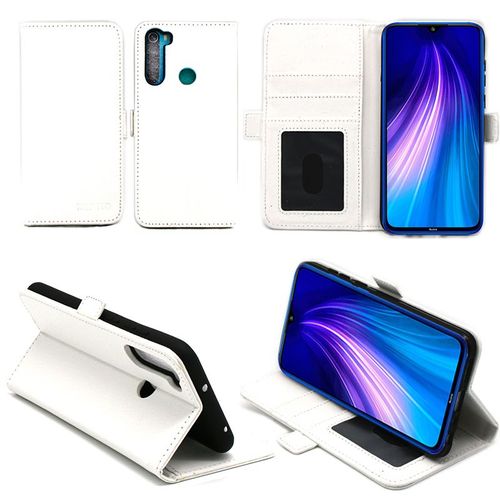 Xiaomi Redmi Note 8t Etui Protection Portefeuille Blanc À Rabat Avec Porte Cartes - Housse Redmi Note 8t Folio Blanche Coque Silicone Antichoc Smartphone 2019 - Accessoires Pochette Case