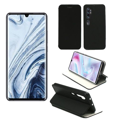 Housse Xiaomi Mi Note 10 / Mi Note 10 Pro Noire Avec Fonction Stand - Etui Coque Noir Protection Antichoc À Rabat Smartphone 2019 - Accessoires Pochette Case Xeptio