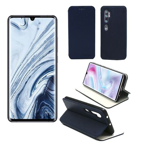 Housse Xiaomi Mi Note 10 / Mi Note 10 Pro Bleue Avec Fonction Stand - Etui Coque Bleu Xiaomi Mi Note 10 / Mi Note 10 Pro Protection Antichoc À Rabat Smartphone 2019 - Accessoires Pochette Case Xeptio