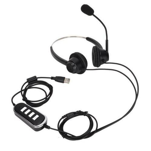 Casque téléphonique filaire Business Binaural Rj9 Jack avec micro carte son Usb pour centre d'appels