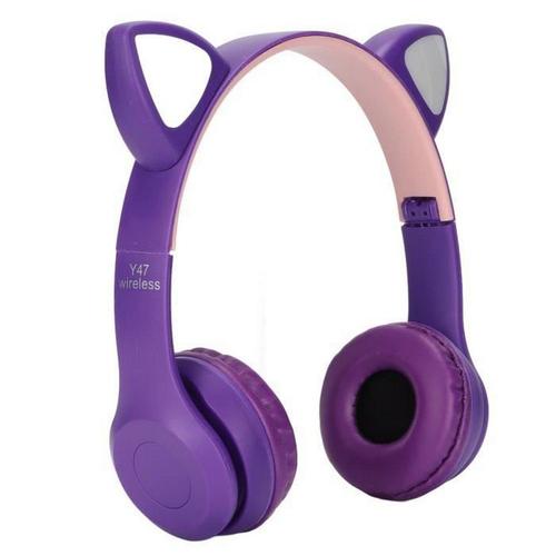 Casque Bt sans fil Y47 Cartoon Cat Ear Bt Casque Stéréo Stable Bt Casque Pour Enfants Filles