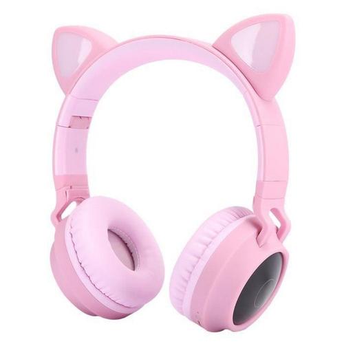Tête écouteur chat oreille Bluetooth 5.0 écouteurs jeunes enfants mignon casque antibruit soutien LED