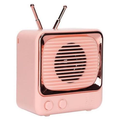 Mini haut-parleur en forme de télévision sans fil de style classique portable (rose)
