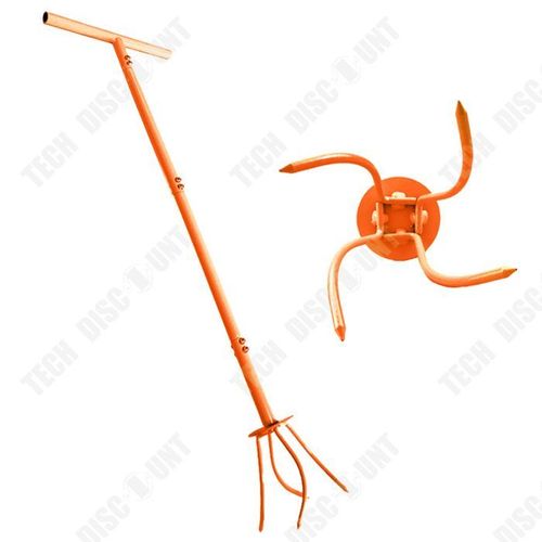 TD Griffe de jardin motoculteur manuel avec long manche aérateur de pelouse pour jardins parterres et jardinières orange foncé 85cm