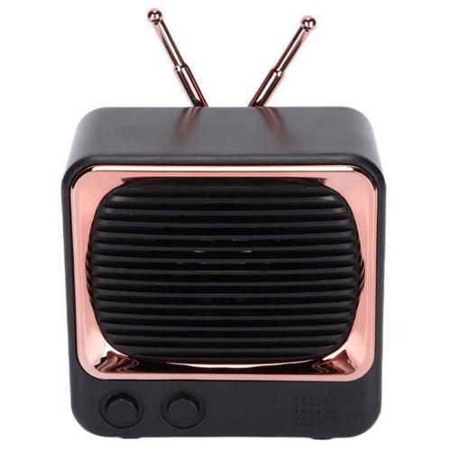 Mini haut-parleur en forme de télévision sans fil de style classique portable (noir)