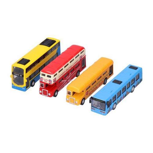 Bus Toy 4pcs Alliage Bus Toy Set Early Educational Pull Back Modèle De Véhicule Pour Les Enfants(B)