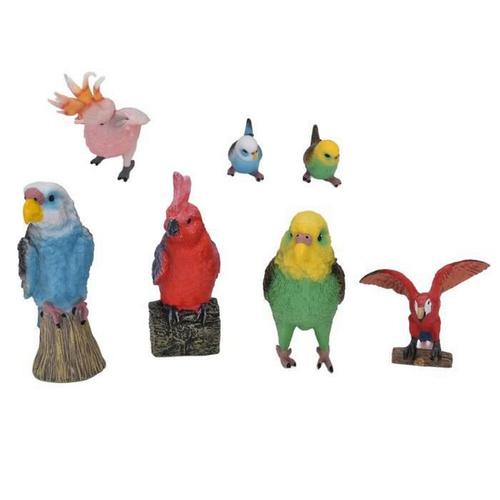 Figurine D'oiseau Jouet 7 Pièces Figurines D'oiseaux Enfants Mignon Réaliste Perruche Perruche Ara Oiseau Modèle Jouet Cadeau