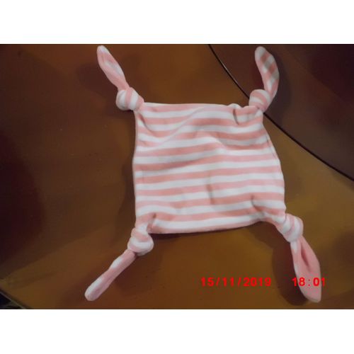 Doudou Plat Rose Raye Blanc La Redoute