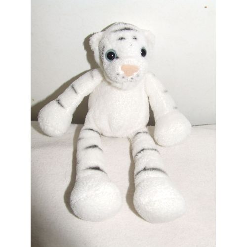 Tigre Blanc Cmp Doudou Blanc Noir Peluche 20 Cm