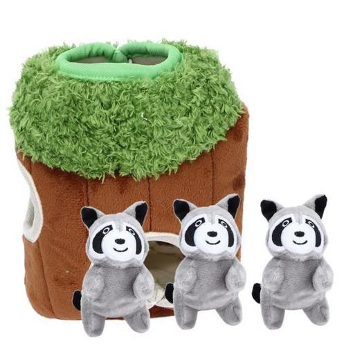 Jouets Interactifs Pour Chiens Squeaky Raccoon Tree Holes Puzzle Dog Toys Squeaky Plush Toys Games