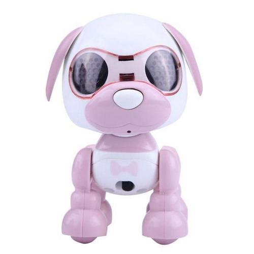 Robot Chien Robot Chien Pet Jouet Smart Kids Interactive Marche Son Chiot Led Record Cadeau Éducatif (Rose)