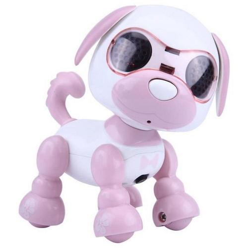 Robot Pet Robot Chien Pet Toy Smart Kids Interactive Walking Sound Puppy Led Record Cadeau Éducatif (Rose)