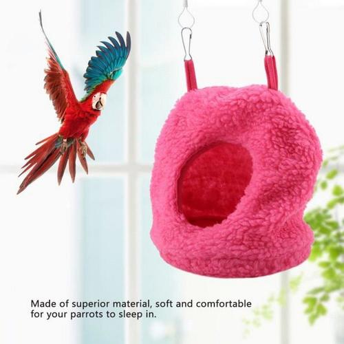 2 Pcs Peluche Hamac Chaud Berbère Polaire Perroquet Lit Pour Oiseau (Rose Rouge)-Eiffelshop