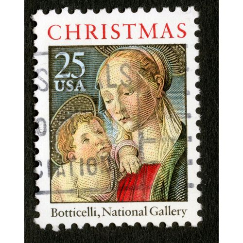 Timbre Oblitéré Usa 25, Christmas, Botticelli, National Gallery