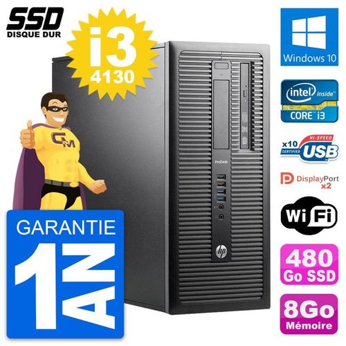 PC Tour HP ProDesk 600 G1 Intel Core i3-4130 RAM 8Go SSD 480Go Windows 10 Wifi