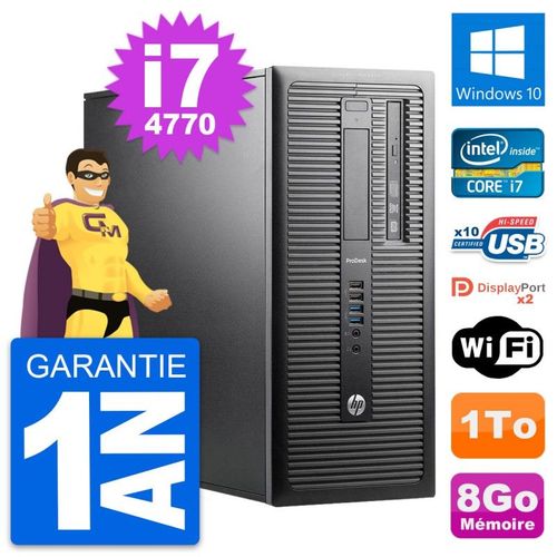 PC Tour HP ProDesk 600 G1 Intel i7-4770 RAM 8Go Disque Dur 1To Windows 10 Wifi
