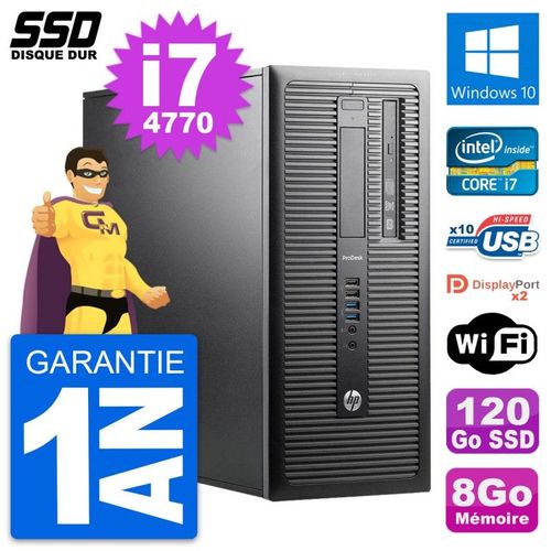 PC Tour HP ProDesk 600 G1 Intel Core i7-4770 RAM 8Go SSD 120Go Windows 10 Wifi