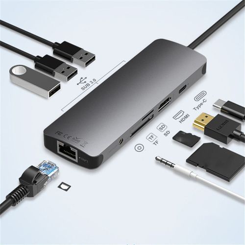 Hub type C USB 9 en 1 USB C vers HDMI avec Ethernet type C SD TF Audio 3 ports USB Hub USB 36