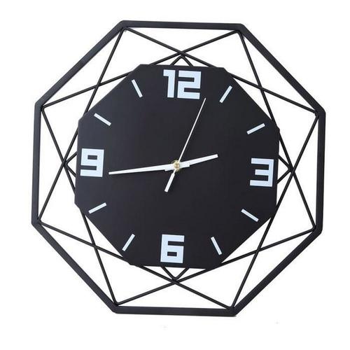 Horloge de mode Mode Simple Horloge murale à quartz Grand décor moderne Salon Chambre (Noir)