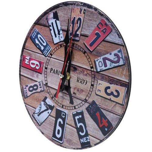 Horloge murale en bois Style industriel horloge murale ronde horloge murale silencieuse décoration de la maison horloge