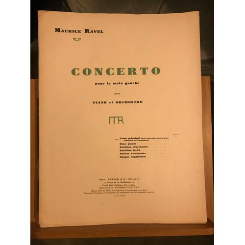 Maurice Ravel Concerto Main Gauche Partition Piano 4 Mains Éditions Durand