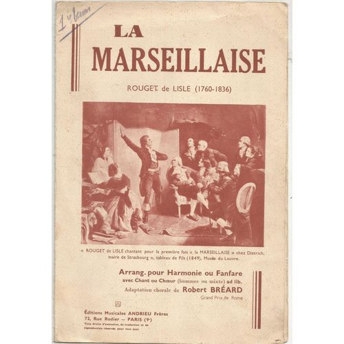 La Marseillaise Arrangement Pour Harmonie Et Fanfare Avec Chant Ou Choeur