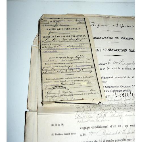 Certificat D'instruction Militaire Et Appel Classe 1882