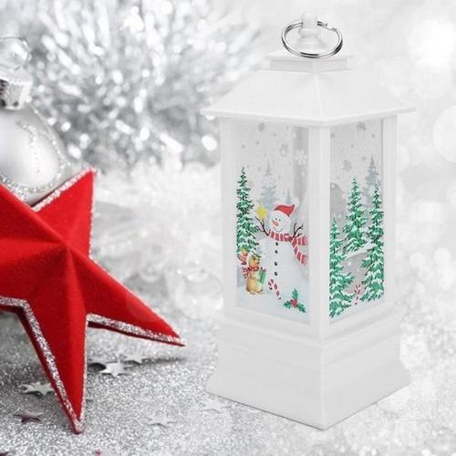 Lampe de décoration de table bougeoir de Noël lanterne lumière bougie lampe cadeau décoration de la maison (bonhomme de neige)