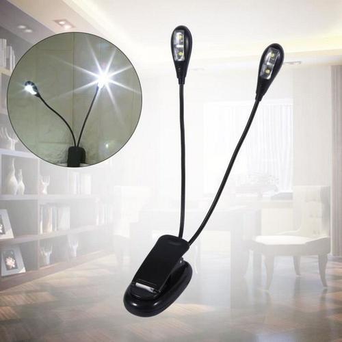 Led Lighting Flexible 2 Double Arm 4 Led Clip Light For Book Reading Tablet Lamp