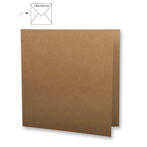 Carte Carrée Double Kraft 135 Mm (5 Pièces)