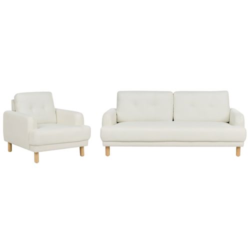 Ensemble De Salon En Tissu Blanc Cassé Tuve