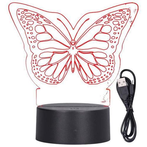 3d Led Night Light Coloré 3d Night Light Clignotant Tactile 3d Led Papillon Art Night Light Lampe De Chevet Cadeau D'anniversaire