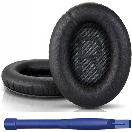 HATOFES Coussinets d'oreille, Oreillette de Remplacement pour Bose QuietComfort 35 (QC35) and Quiet Comfort 35 II (QC35 II) Cuir Souple Casque Circum-aural (Noir)