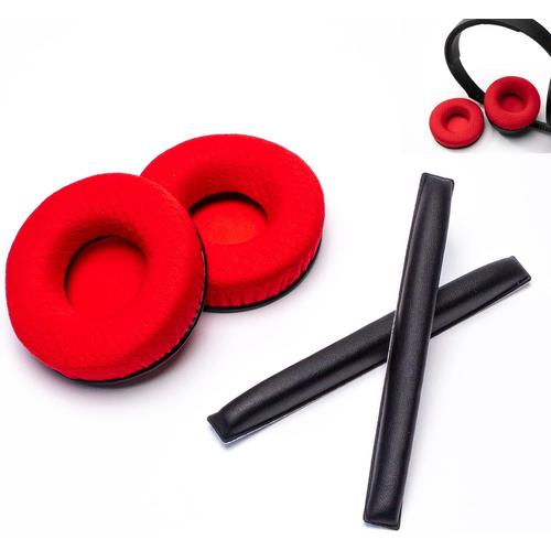 Lot de coussinets en mousse pour casque Sennheiser HD25 HD250BT HD25-ll HD25S Il HMD25 (rouge polyester)