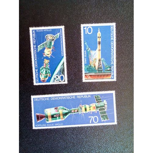 Timbre Allemagne / Rda Yt 1763 A 1765 Série: Entreprise Spatiale Américano-Soviétique De Soyouz-Apollo 1975 ( 041012 )