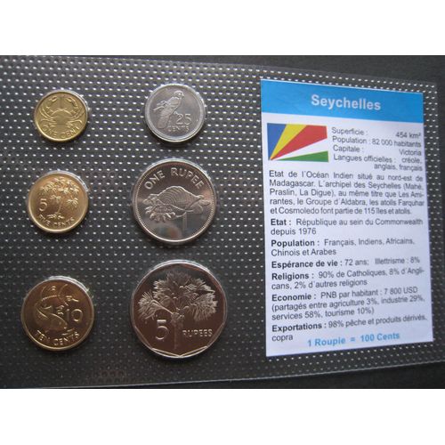 Lot/Set De 6 Pièces De Monnaie Neuves 1 - 5 - 10 - 25 Cents - 1 - 5 Roupies - Seychelles - Océan Indien - 2004-2007