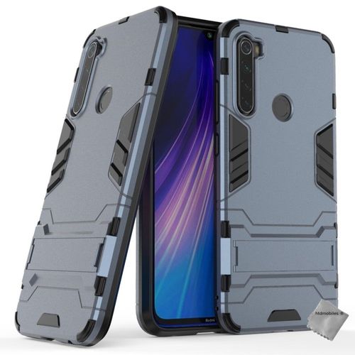 Housse Etui Coque Rigide Anti Choc Pour Xiaomi Redmi Note 8t + Verre Trempe - Bleu Fonce