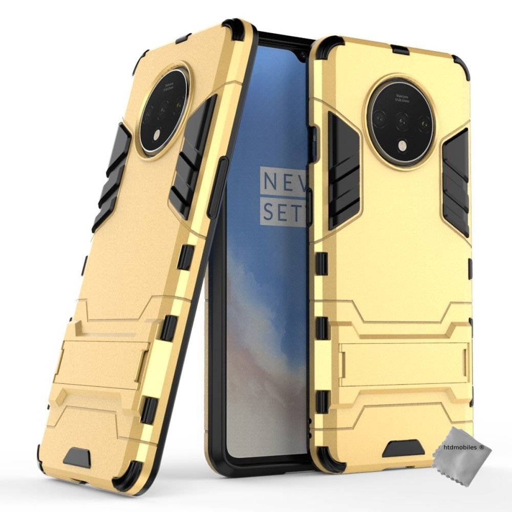 Housse Etui Coque Rigide Anti Choc Pour Oneplus 7t + Film Ecran - Or