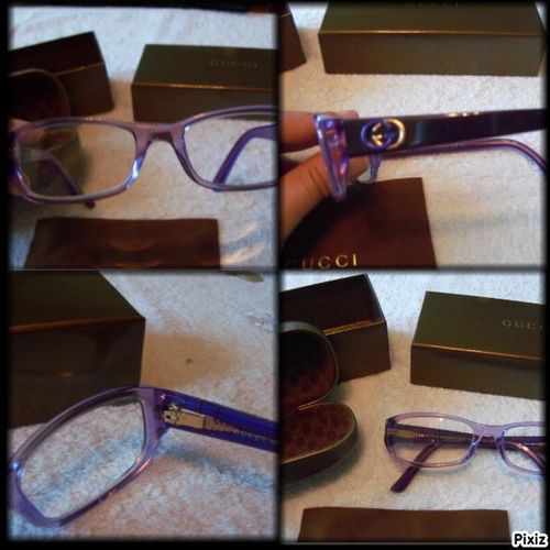 Neuf ! Gucci Lunettes Violet + Boite + Étui + Lingette Gucci