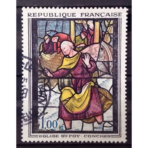 Vitrail Eglise Ste Foy À Conches - 1,00 (Joli N° 1377) Obl - Cote 4,00 - France Année 1963 - N26513