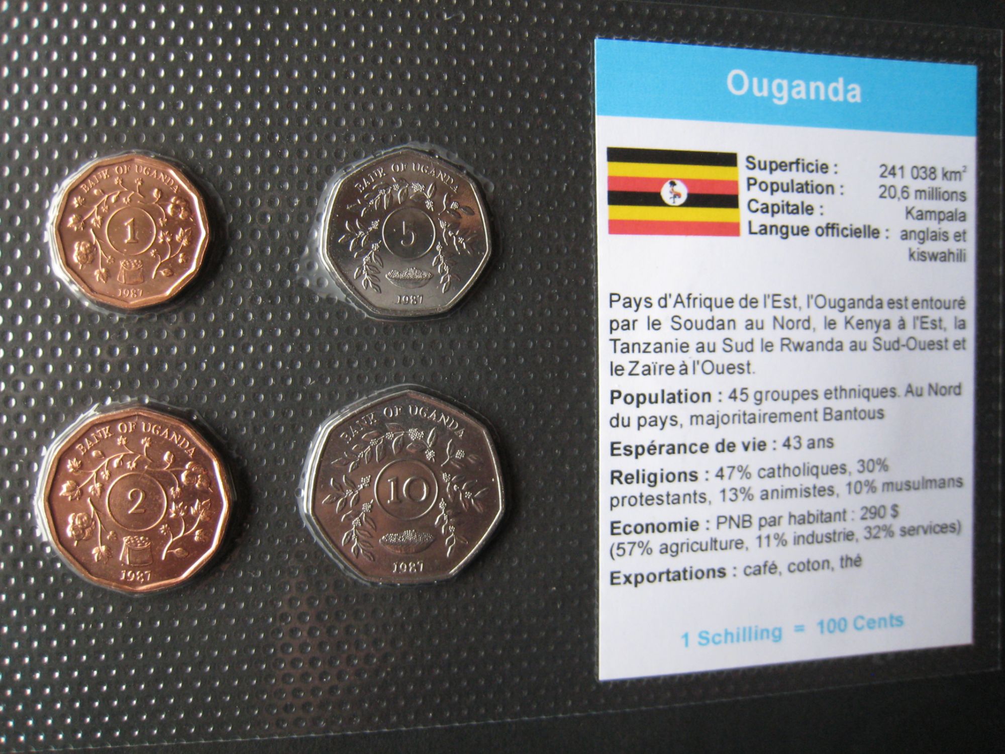 Lot/Set De 4 Pièces De Monnaie Neuves 1 - 2 - 5 - 10 Shilling - Ouganda - Afrique De L'est - 1987