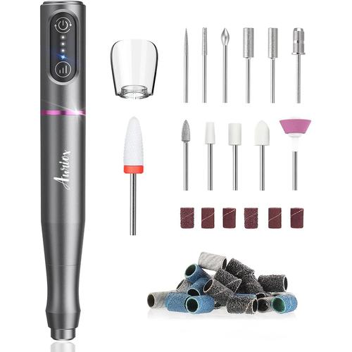 Ponceuse Pour Ongles Sans Fil, Professionnel Lime A Ongle Electrique, 25000 Tours Manucure Electrique Ongles, Usb Rechargeable, Nail Drill Avec Embouts En Céramique Pour Manucure Et Pédicure 