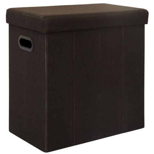 DuneDesign Panier à Linge pliable 70L coffre de rangement pliant avec poignées couvercle pouf imitat