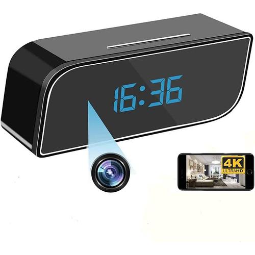 Caméra Espion cachée WiFi 4K - HD 1080p Mini DV Réveil Enregistreur vidéo sans Fil Grand Angle 140° Vision Nocturne Capteur de détection de Mouvement Maison Bureau (lingxingnaozhong)