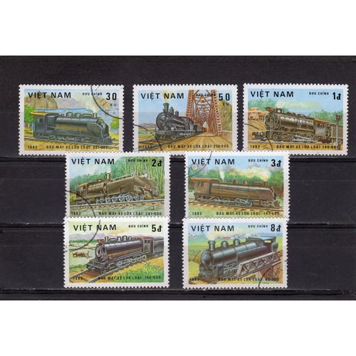 Timbres-Poste Du Viet-Nam (Locomotives Anciennes)