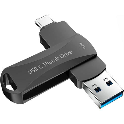 Clé USB 512 Go pour Dual Drive Mémoire Stick 2 en 1 Mémoire Externe USB 3.1 Type-C Flash Drive pour Smartphones USB-C Tablettes Mac-Book Ordinateur - AZTY 512G Black