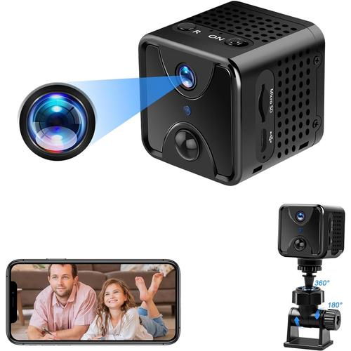 Mini Camera Espion Batterie, Micro Camera Espion WiFi, 4K Spy Cam Vision Nocturne Invisible Detecteur Mouvement pour Interieur/Exterieur